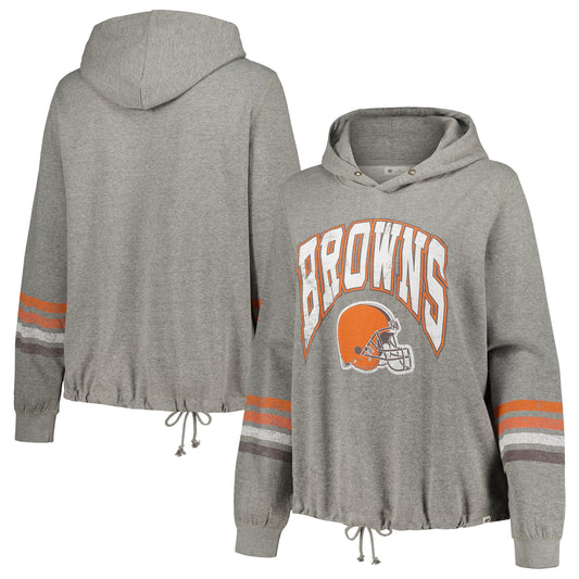 Women's '47 Heather Gray Cleveland Browns Plus Size Upland Bennett Pullover Hoodie