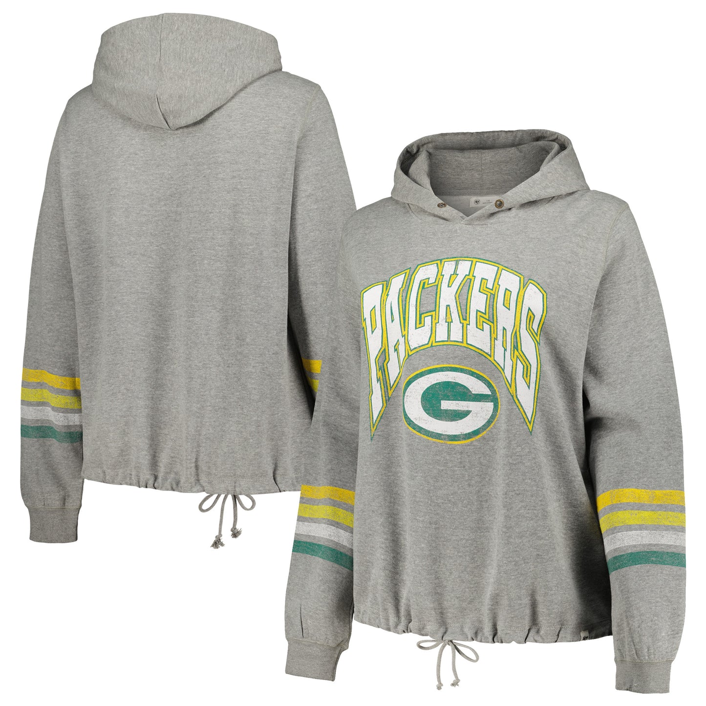 Women's '47 Heather Gray Green Bay Packers Plus Size Upland Bennett Pullover Hoodie