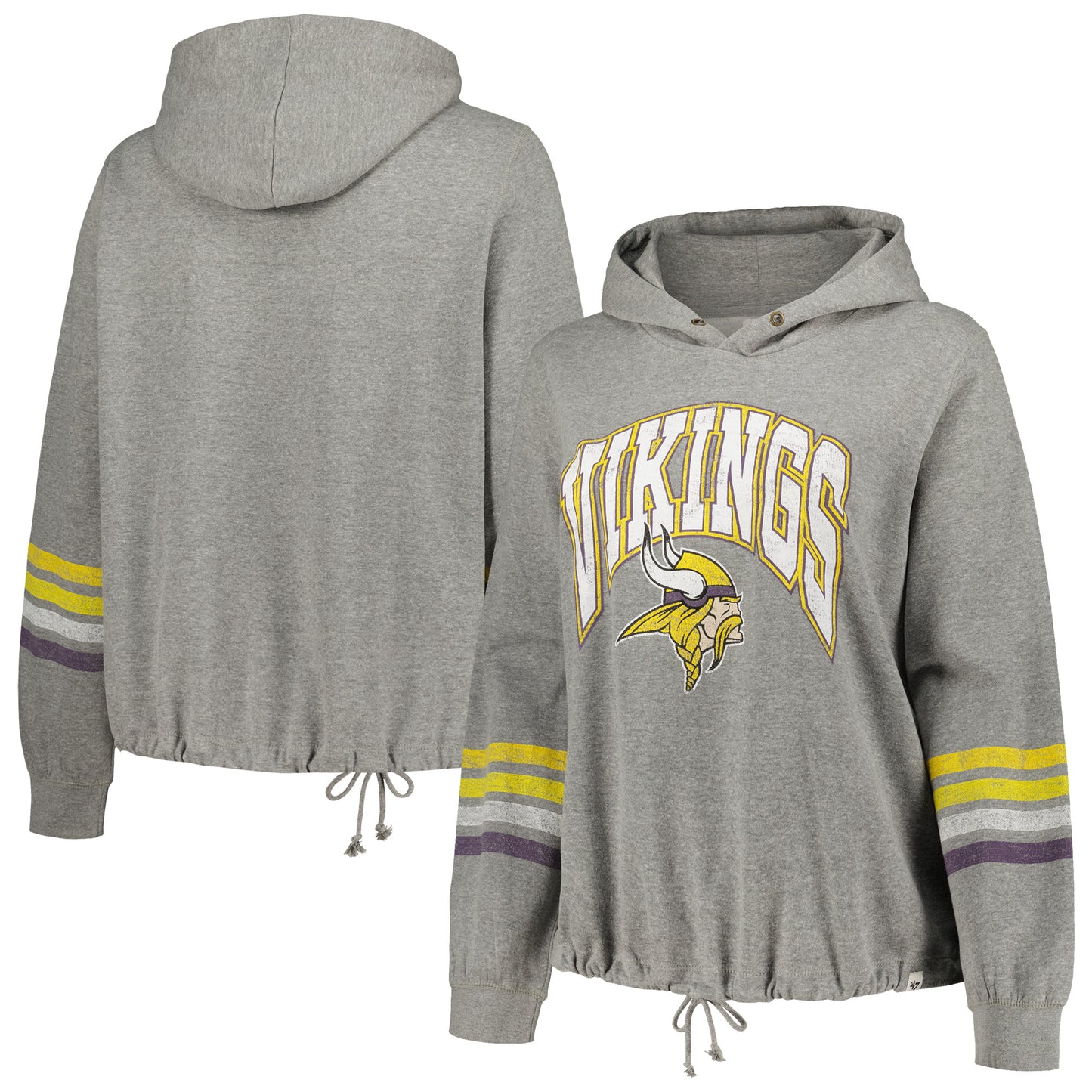 Women's '47 Heather Gray Minnesota Vikings Plus Size Upland Bennett Pullover Hoodie