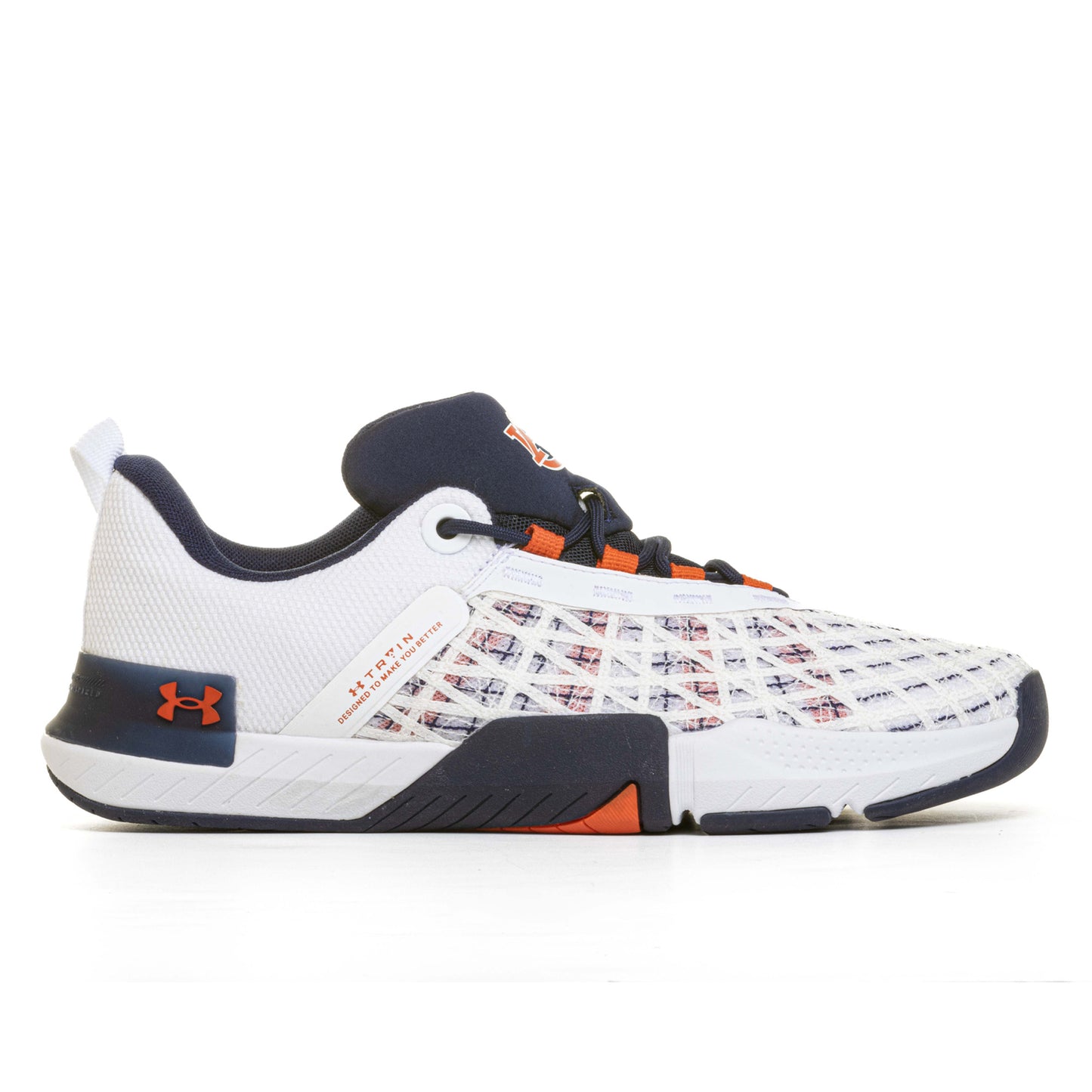 Men's Under Armour  White Auburn Tigers TriBase Reign 5 Training Shoes