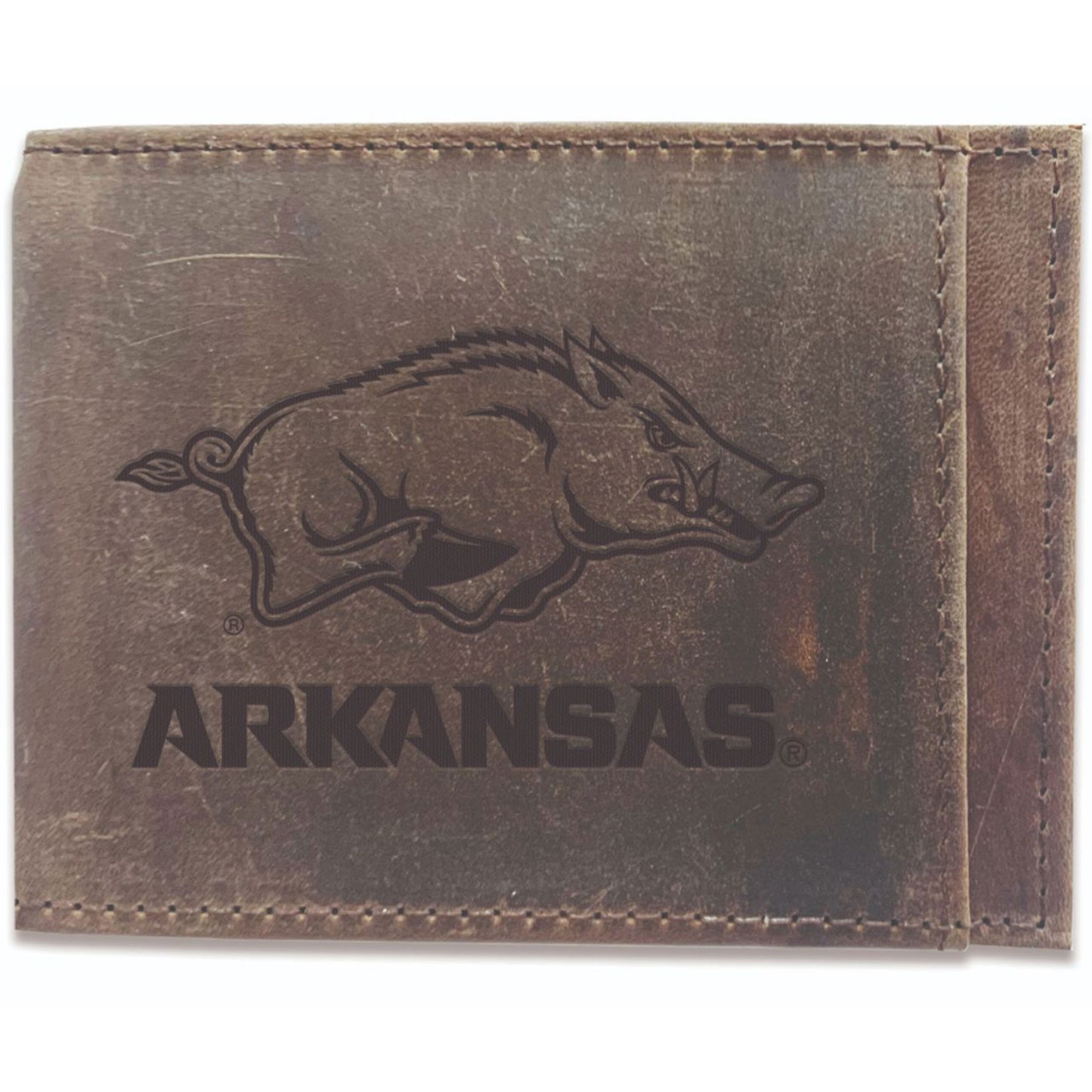 Brown Arkansas Razorbacks Bifold Leather Wallet