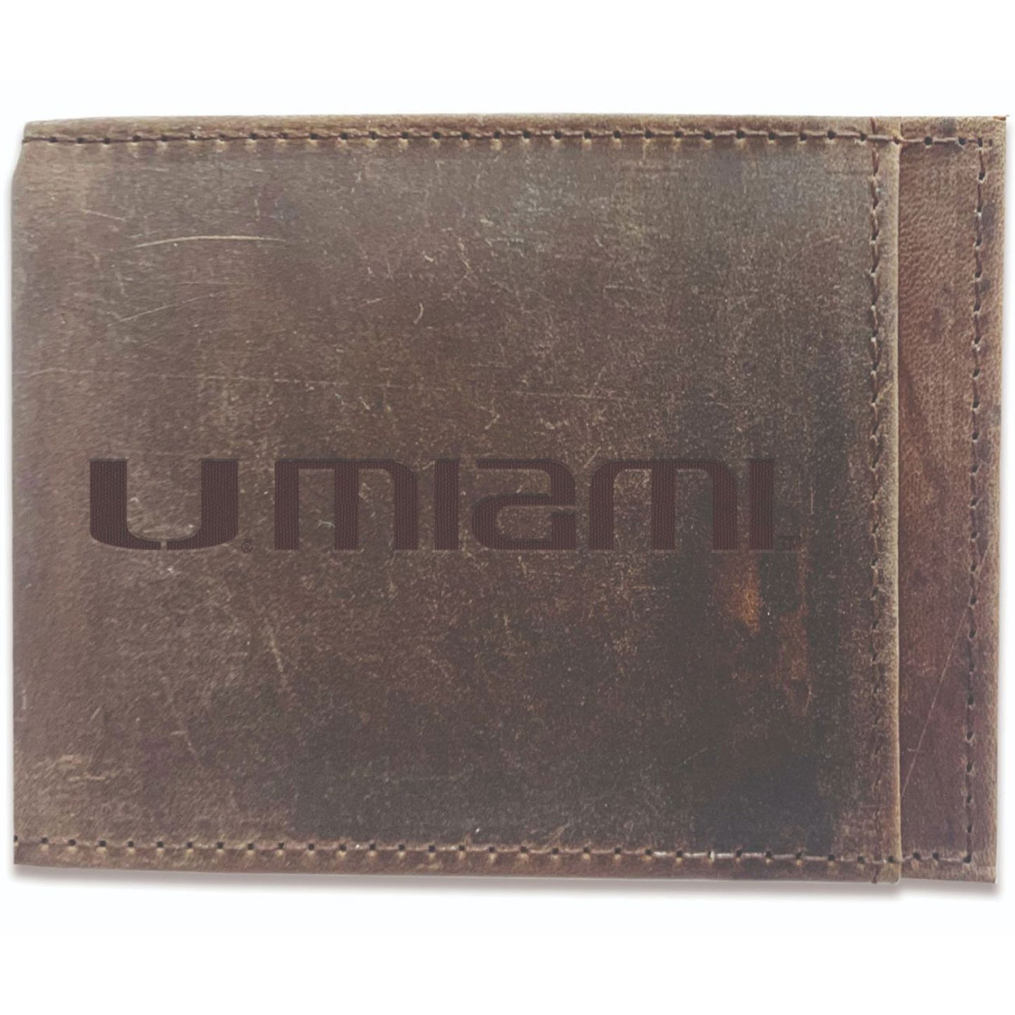 Brown Miami Hurricanes Bifold Leather Wallet