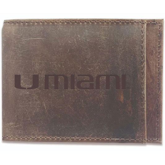 Brown Miami Hurricanes Bifold Leather Wallet