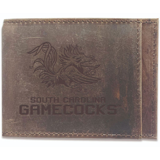 Brown South Carolina Gamecocks Bifold Leather Wallet