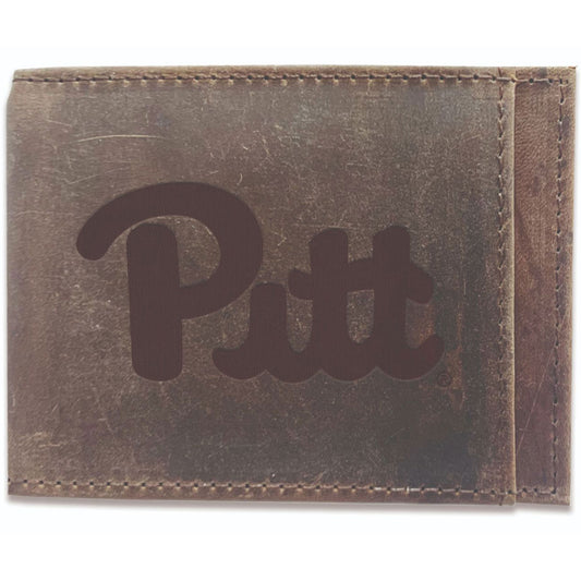 Brown Pitt Panthers Bifold Leather Wallet