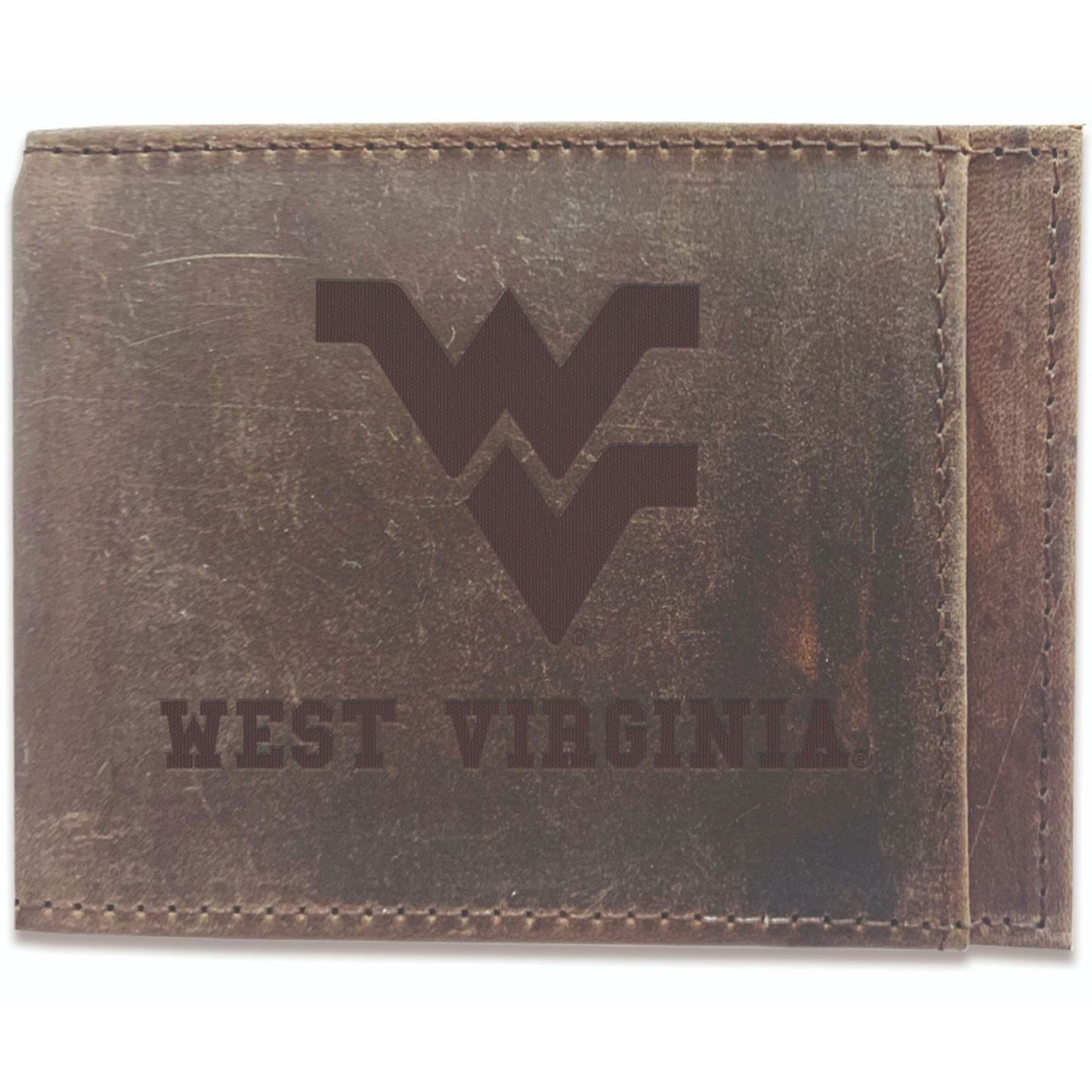 Brown West Virginia Mountaineers Bifold Leather Wallet