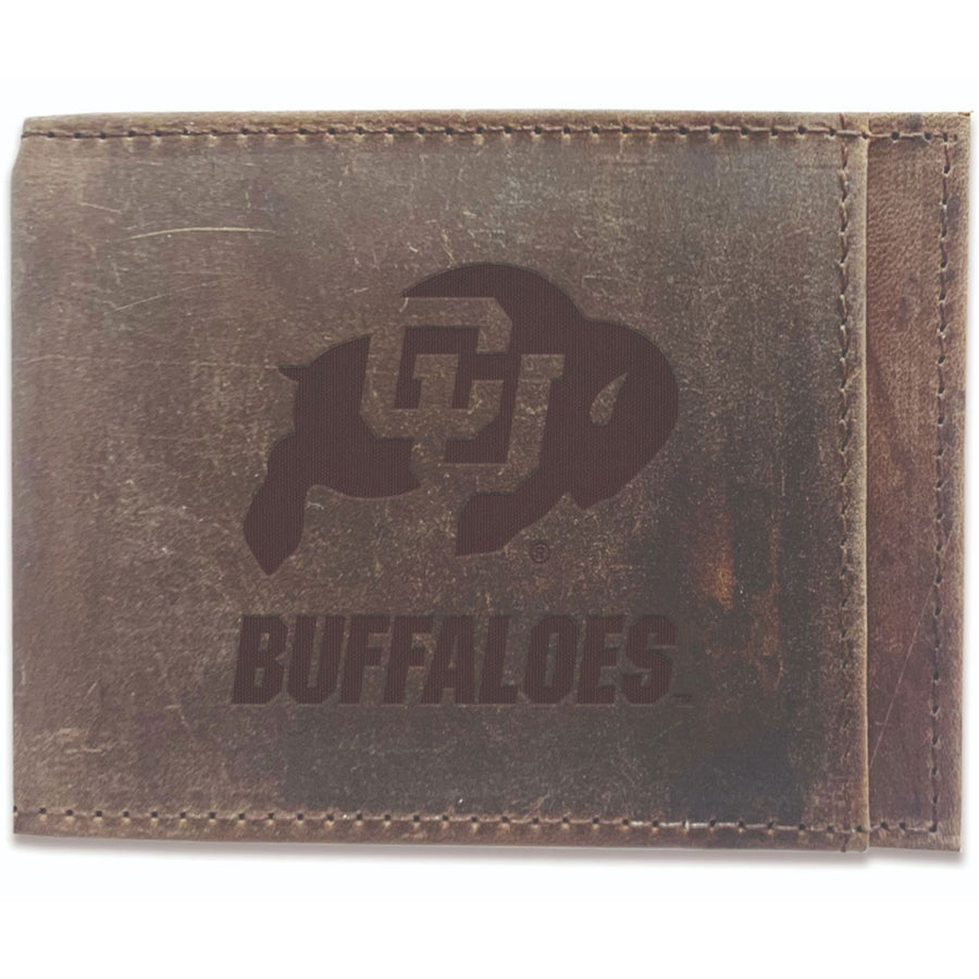 Brown Colorado Buffaloes Bifold Leather Wallet