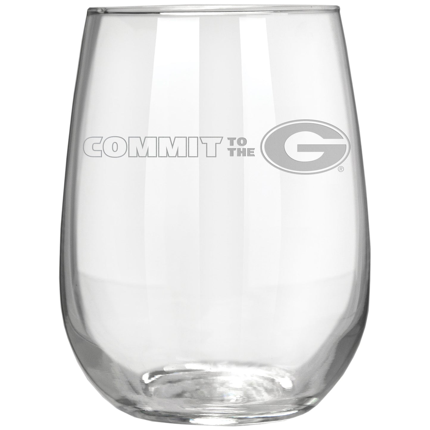 Georgia Bulldogs Etched 17oz. Rally Cry Stemless Wine Glass