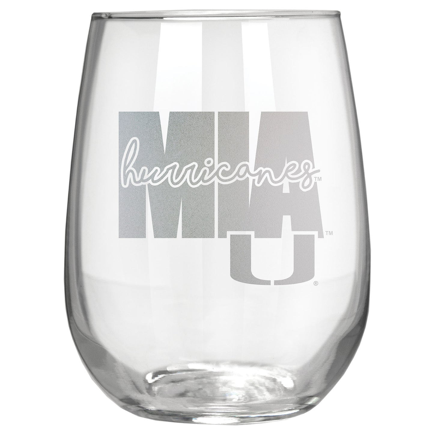 Miami Hurricanes Etched 17oz. City Stemless Wine Glass