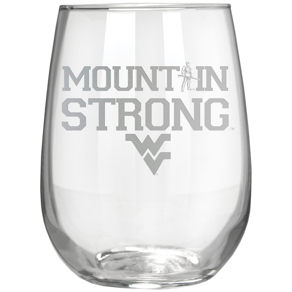 West Virginia Mountaineers Etched 17oz. Rally Cry Stemless Wine Glass
