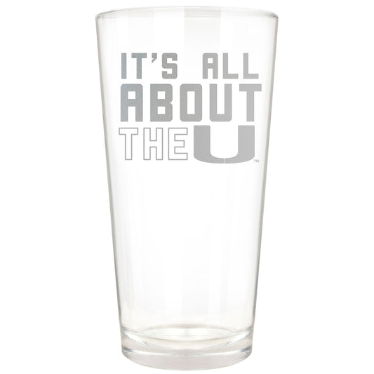 Miami Hurricanes Etched 16oz. Rally Cry Pint Glass