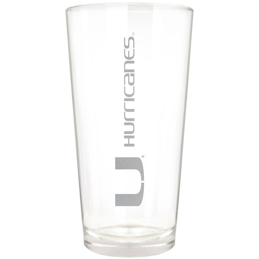 Miami Hurricanes Etched 16oz. Vertical Rally Cry Pint Glass