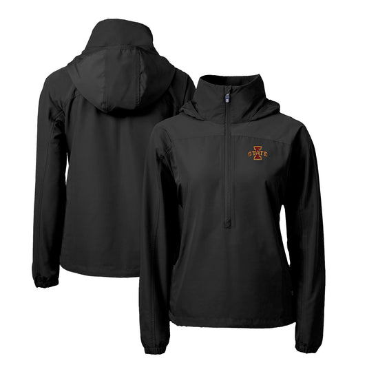 Women's Cutter & Buck  Black Iowa State Cyclones Charter Eco Recycled Half-Zip Anorak Jacket