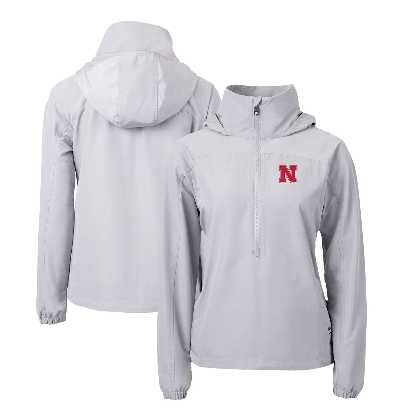 Women's Cutter & Buck  Gray Nebraska Huskers Charter Eco Recycled Half-Zip Anorak Jacket