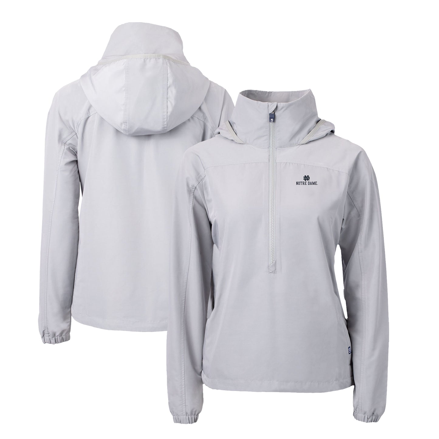 Women's Cutter & Buck  Gray Notre Dame Fighting Irish Charter Eco Recycled Half-Zip Anorak Jacket