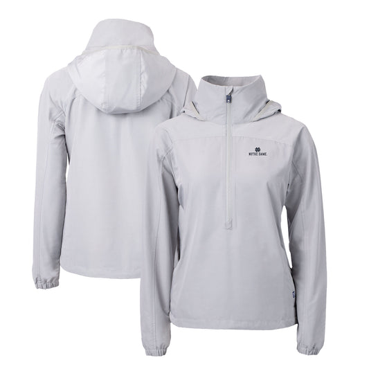 Women's Cutter & Buck  Gray Notre Dame Fighting Irish Charter Eco Recycled Half-Zip Anorak Jacket