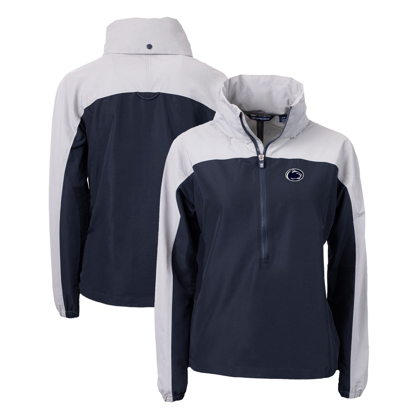 Women's Cutter & Buck  Navy Penn State Nittany Lions Charter Eco Recycled Half-Zip Anorak Jacket