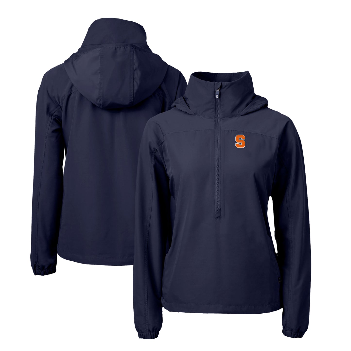 Women's Cutter & Buck  Navy Syracuse Orange Charter Eco Recycled Half-Zip Anorak Jacket