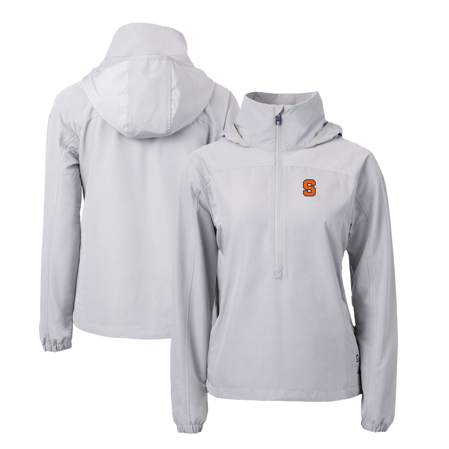 Women's Cutter & Buck  Gray Syracuse Orange Charter Eco Recycled Half-Zip Anorak Jacket