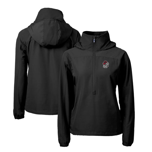 Women's Cutter & Buck  Black Georgia Bulldogs Charter Eco Recycled Half-Zip Anorak Jacket