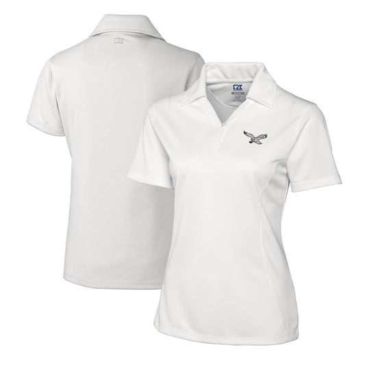 Women's Cutter & Buck  White Philadelphia Eagles Gridiron Classics Logo CB DryTec Genre Textured Solid Polo