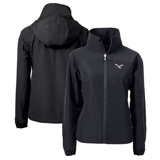 Women's Cutter & Buck  Black Philadelphia Eagles Gridiron Classics Logo Charter Eco Recycled Full-Zip Jacket