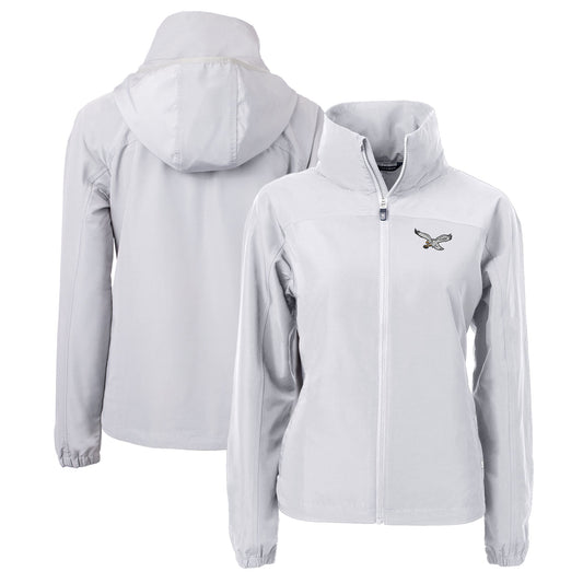 Women's Cutter & Buck Gray Philadelphia Eagles Gridiron Classics Logo Charter Eco Recycled Full-Zip Jacket