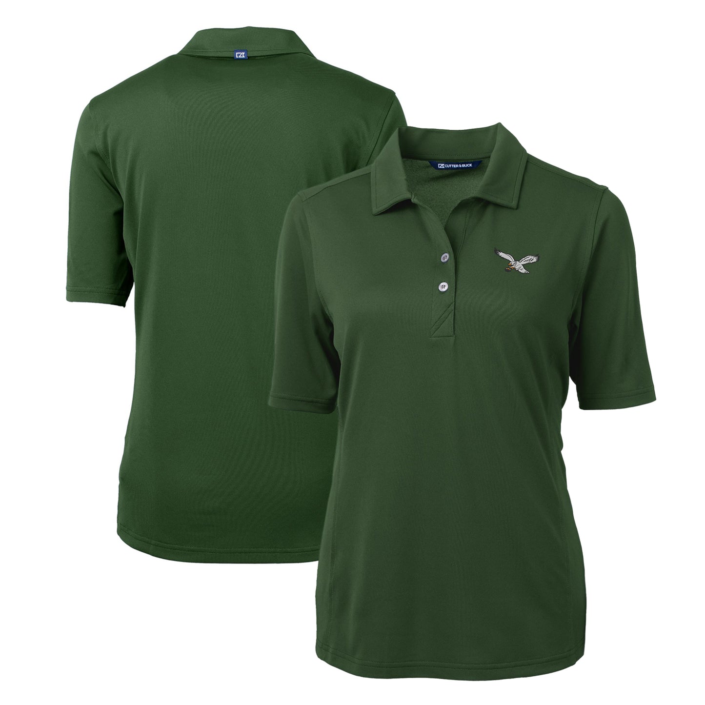 Women's Cutter & Buck Green Philadelphia Eagles Gridiron Classics Logo DryTec Virtue Eco Pique Recycled Polo