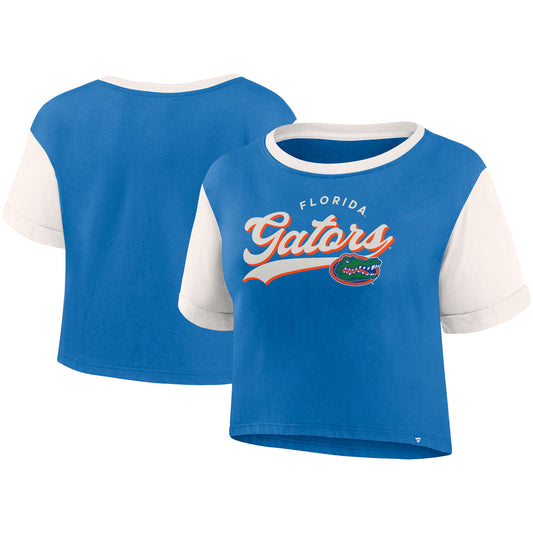 Women's Fanatics Royal Florida Gators Color-Block Script Tail T-Shirt