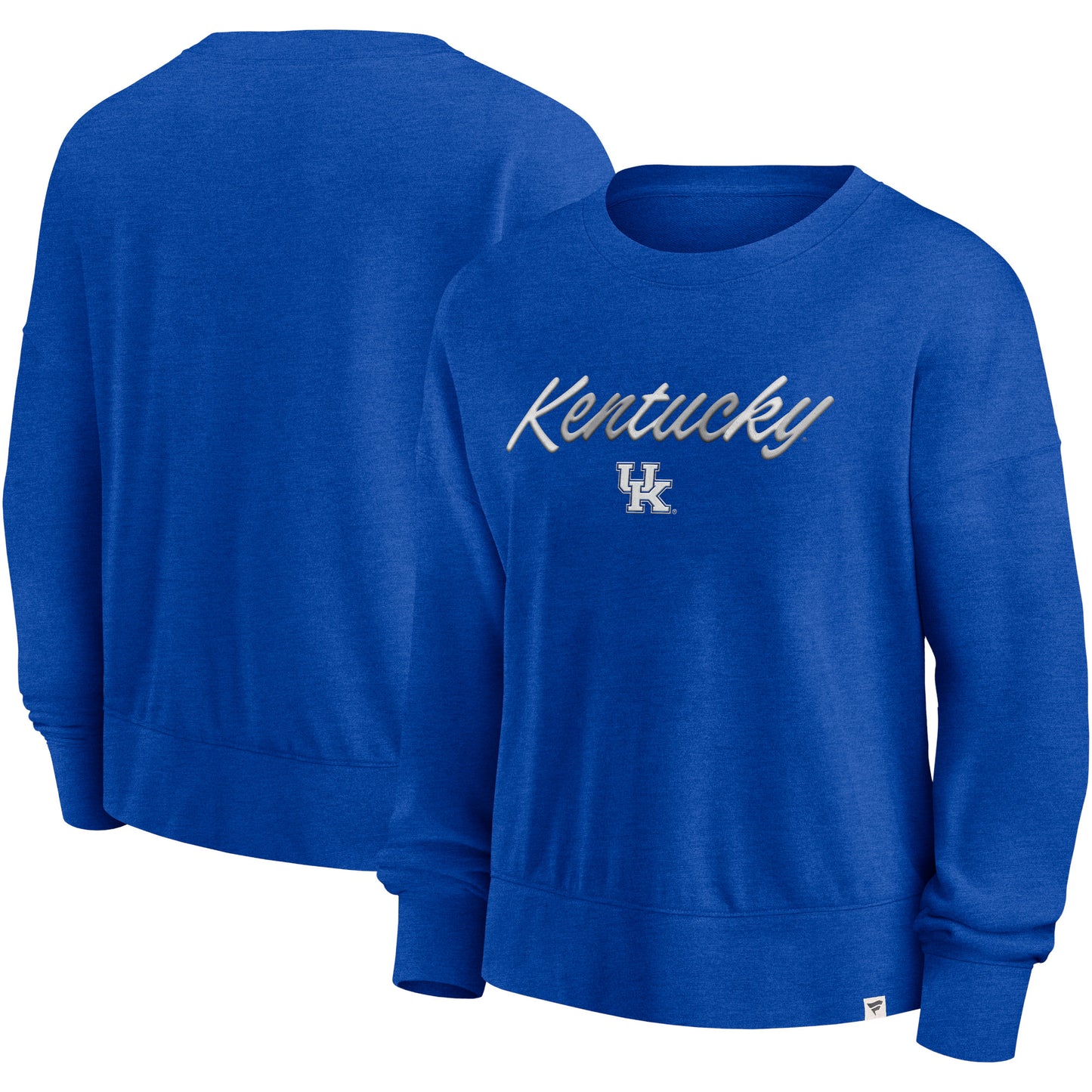 Women's Fanatics Heather Royal Kentucky Wildcats Script Pullover Sweatshirt