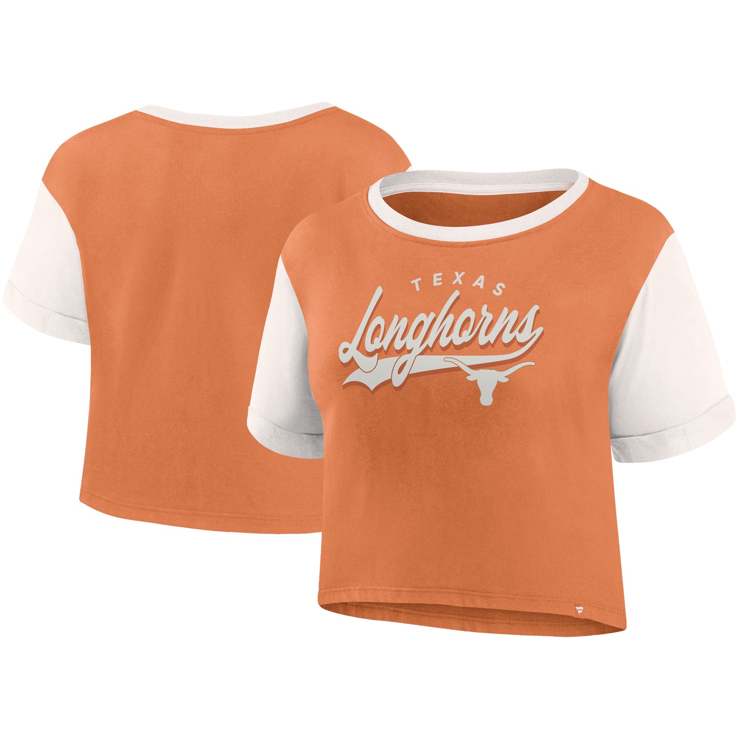 Women's Fanatics Texas Orange Texas Longhorns Color-Block Script Tail T-Shirt