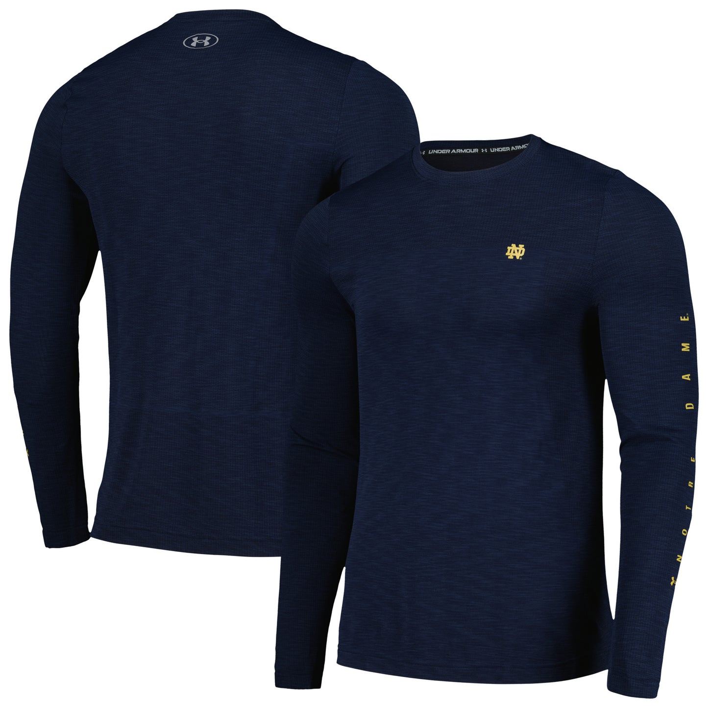 Men's Under Armour  Navy Notre Dame Fighting Irish Seamless Long Sleeve T-Shirt