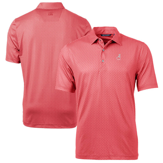 Men's Cutter & Buck  Crimson Alabama Crimson Tide Alumni Logo Pike Banner Print Stretch Polo