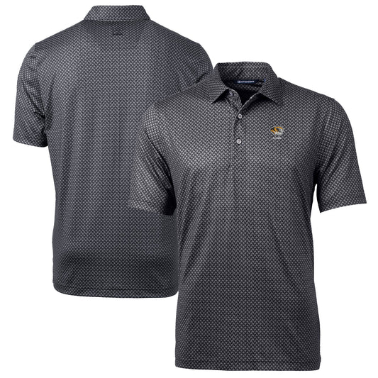 Men's Cutter & Buck  Black Missouri Tigers Alumni Logo Pike Banner Print Stretch Polo