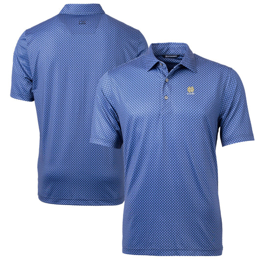 Men's Cutter & Buck  Navy Notre Dame Fighting Irish Alumni Logo Pike Banner Print Stretch Polo