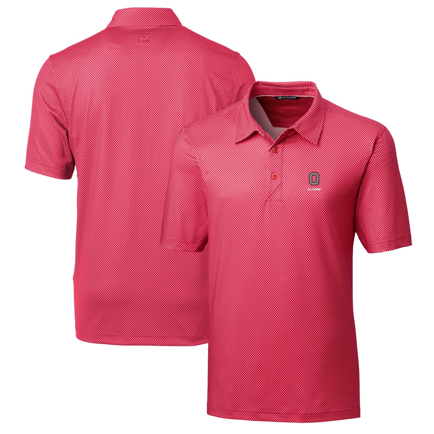 Men's Cutter & Buck  Scarlet Ohio State Buckeyes Alumni Logo Pike Mini Pennant Print Stretch Polo