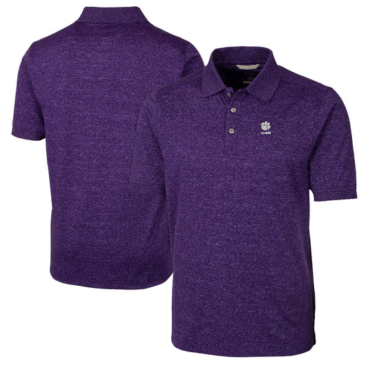 Men's Cutter & Buck  Purple Clemson Tigers Alumni Logo Advantage Space Dye Tri-Blend DryTec Polo