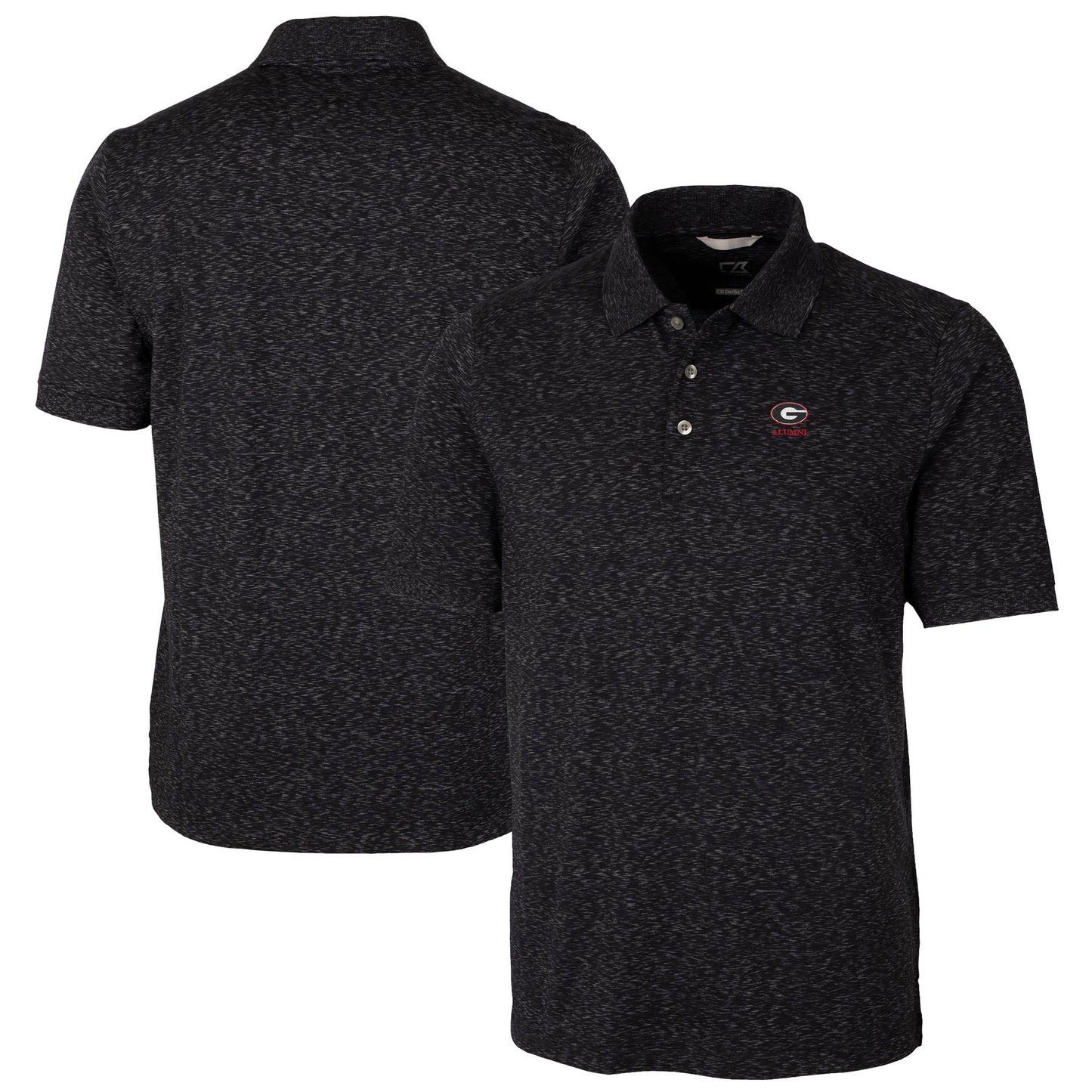 Men's Cutter & Buck  Black Georgia Bulldogs Alumni Logo Advantage Space Dye Tri-Blend DryTec Polo