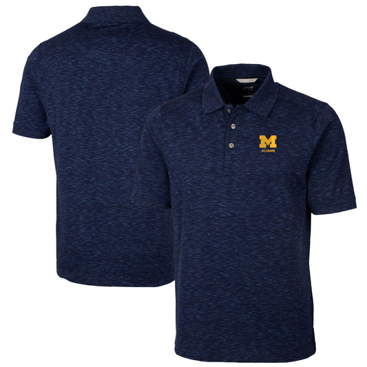 Men's Cutter & Buck  Navy Michigan Wolverines Alumni Logo Advantage Space Dye Tri-Blend DryTec Polo