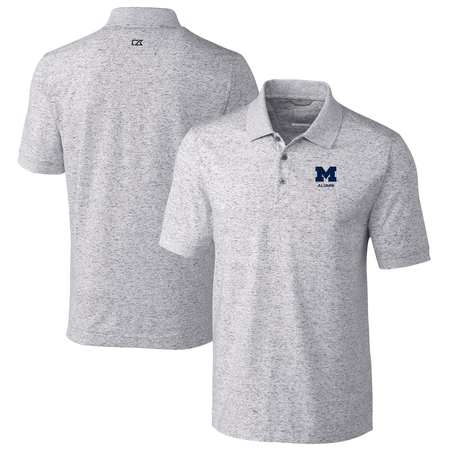 Men's Cutter & Buck  Gray Michigan Wolverines Alumni Logo Advantage Space Dye Tri-Blend DryTec Polo