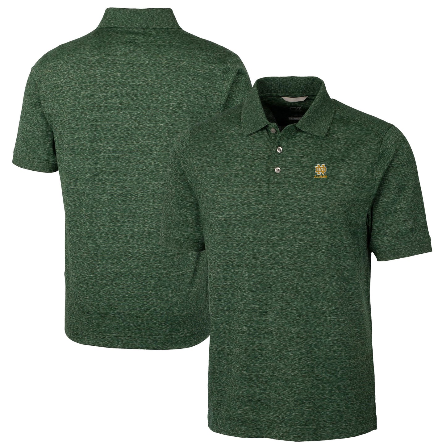 Men's Cutter & Buck  Green Notre Dame Fighting Irish Alumni Logo Advantage Space Dye Tri-Blend DryTec Polo