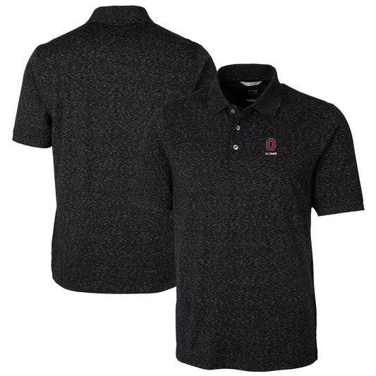 Men's Cutter & Buck  Black Ohio State Buckeyes Alumni Logo Advantage Space Dye Tri-Blend DryTec Polo