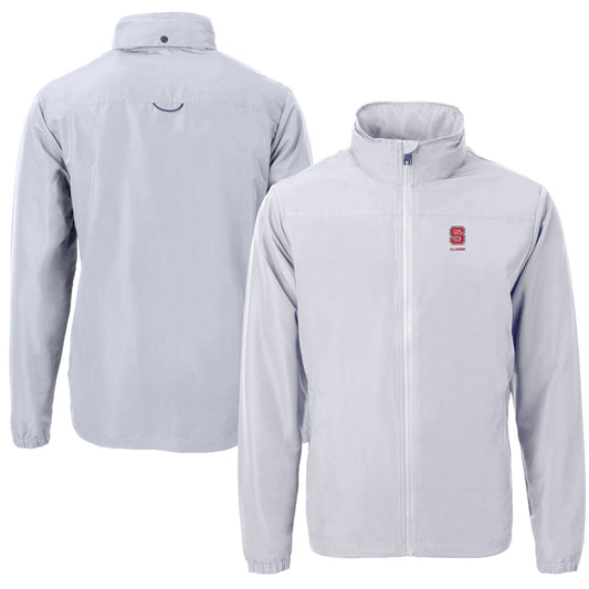 Men's Cutter & Buck  Gray NC State Wolfpack Alumni Logo Charter Eco Knit Recycled Full-Zip Jacket
