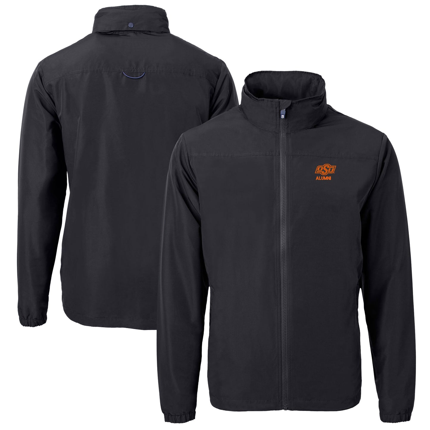 Men's Cutter & Buck  Black Oklahoma State Cowboys Alumni Logo Charter Eco Knit Recycled Full-Zip Jacket