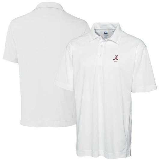 Men's Cutter & Buck  White Alabama Crimson Tide Alumni Logo DryTec Genre Textured Solid Polo