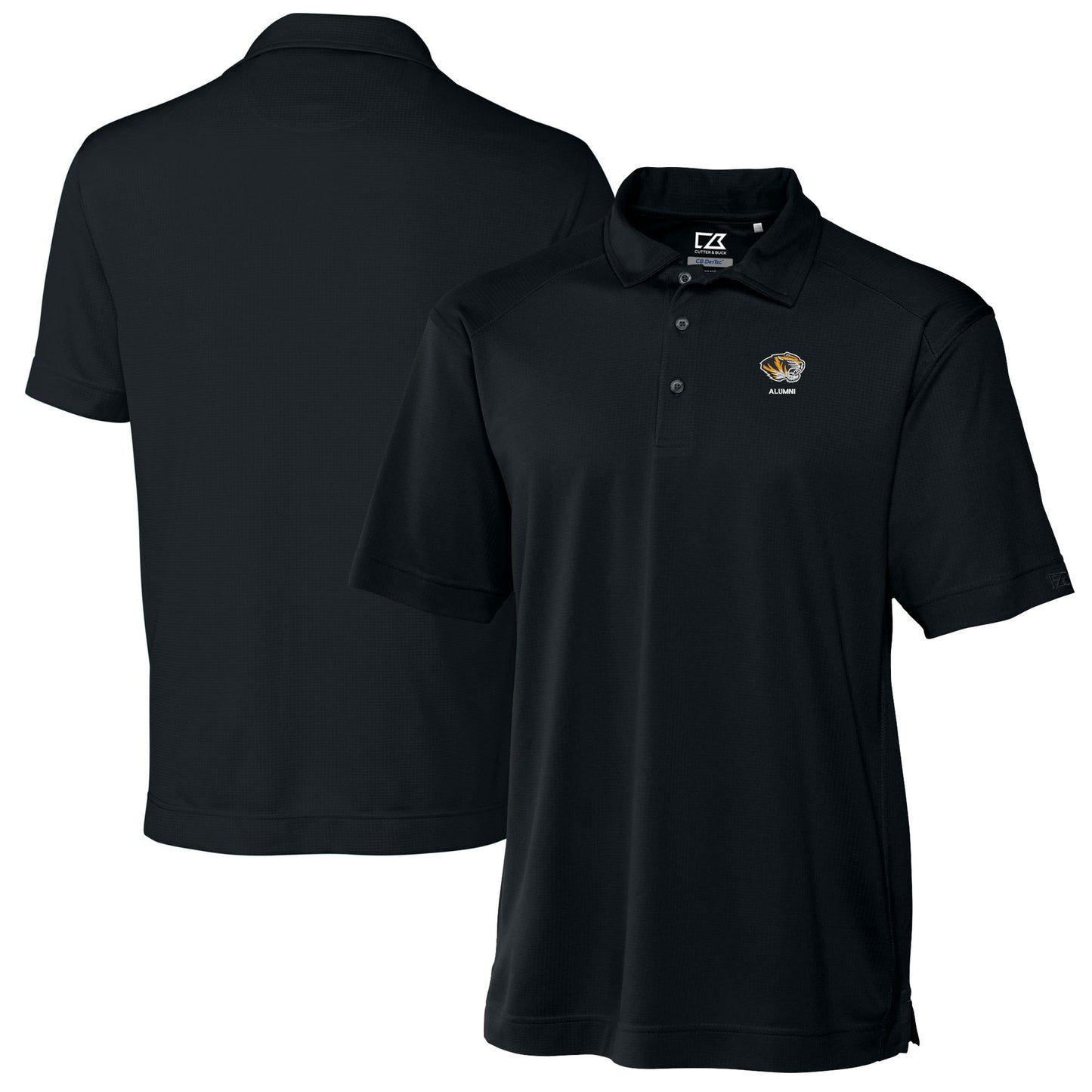 Men's Cutter & Buck  Black Missouri Tigers Alumni Logo DryTec Genre Textured Solid Polo