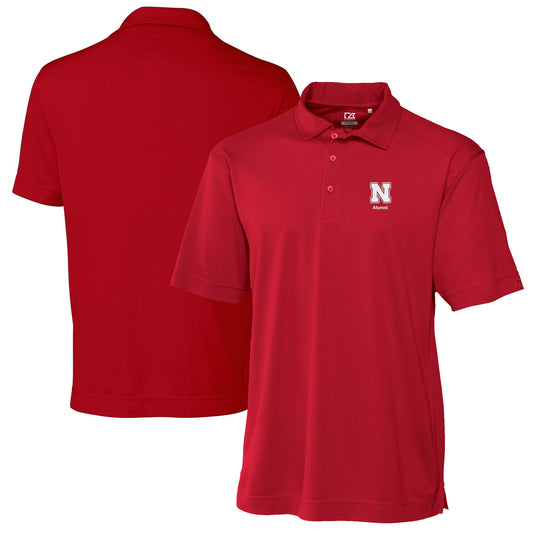 Men's Cutter & Buck  Scarlet Nebraska Huskers Alumni Logo DryTec Genre Textured Solid Polo