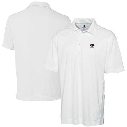 Men's Cutter & Buck  White Georgia Bulldogs Alumni Logo DryTec Genre Textured Solid Polo