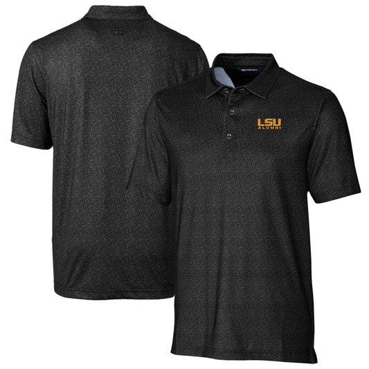 Men's Cutter & Buck  Black LSU Tigers Alumni Logo Pike Micro Floral Print Stretch Polo