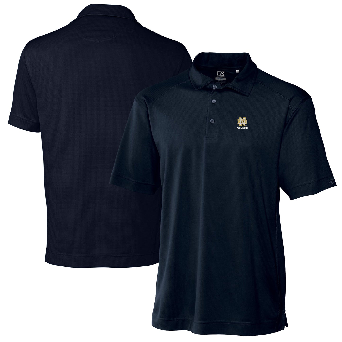 Men's Cutter & Buck  Navy Notre Dame Fighting Irish Alumni Logo DryTec Genre Textured Solid Polo